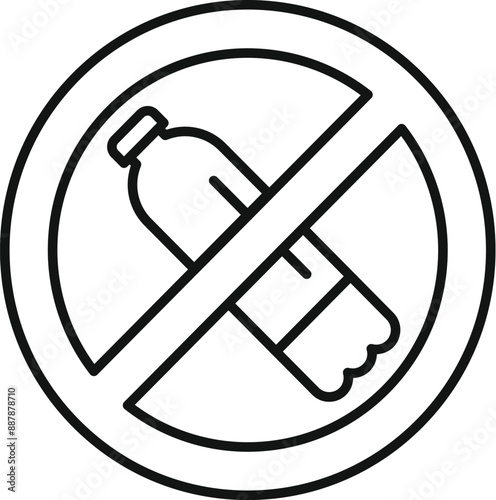 Sign prohibiting plastic bottles to raise awareness about pollution