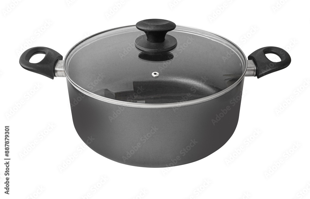 black saucepan with a glass lid black saucepan with a glass lid