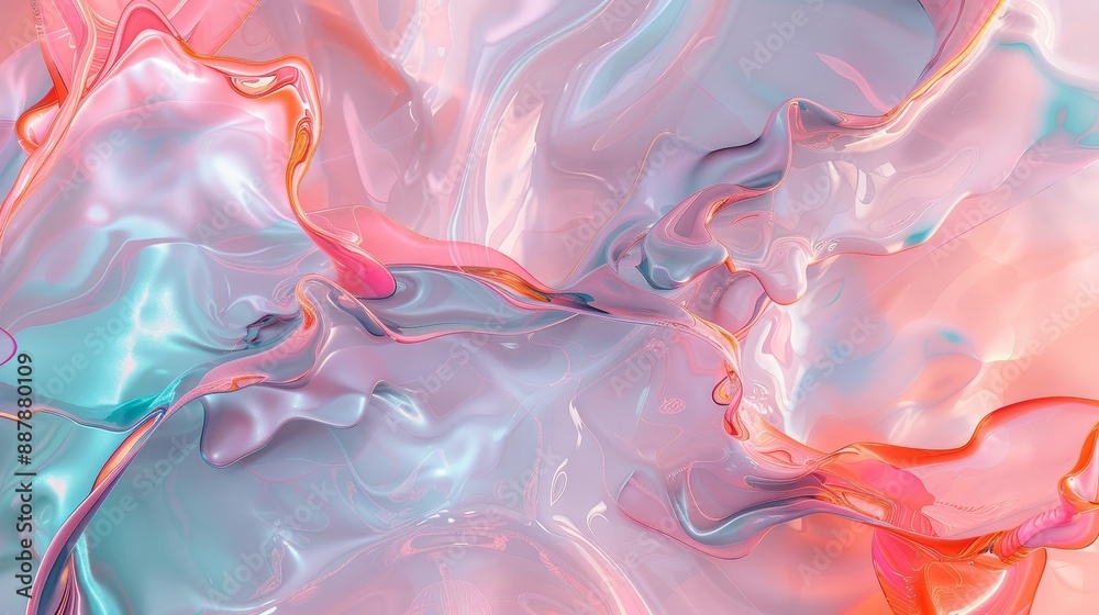 Obraz premium Background with pink and teal gradients liquid patterns and floral shapes