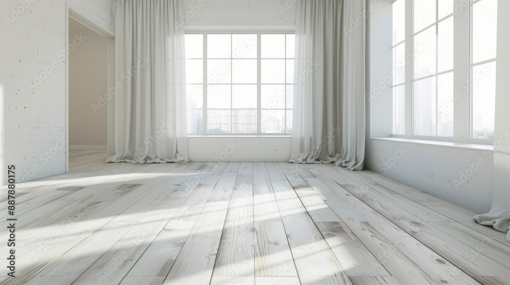 Bare white room with wood flooring Bare white room with wood flooring