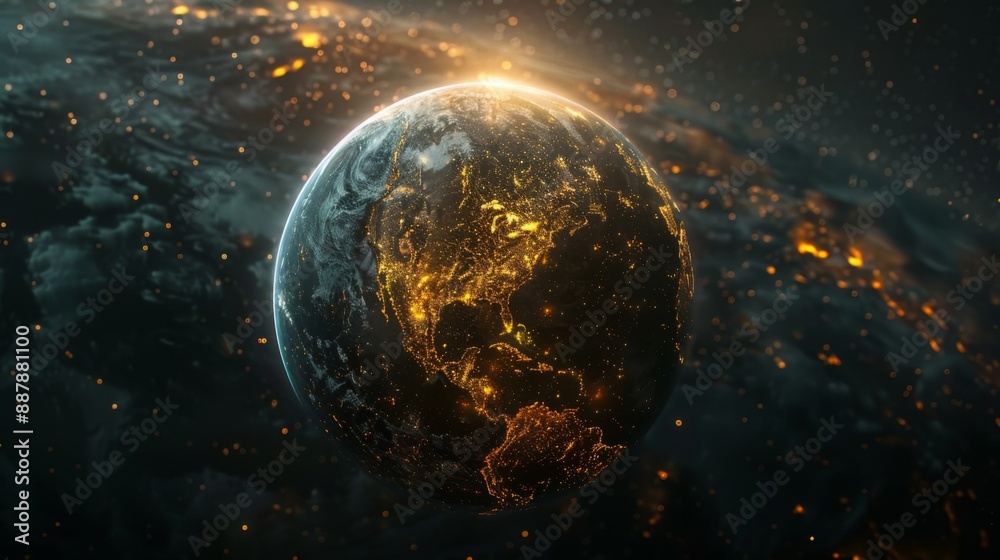 Obraz premium Night Earth illuminated from space