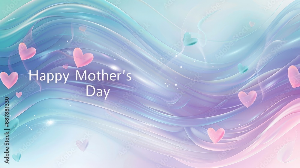 Mint and lavender background with wave patterns and Happy Mother's Day text Mint and lavender background with wave patterns and Happy Mother's Day text