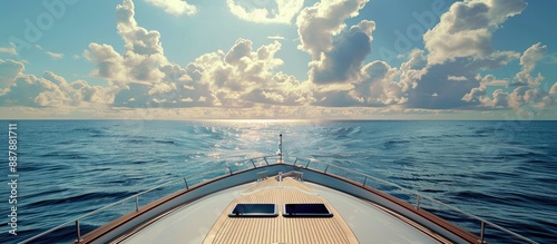 Obraz na płótnie Copy space image of a breathtaking view from the yacht s bow towards the sea w salonie
