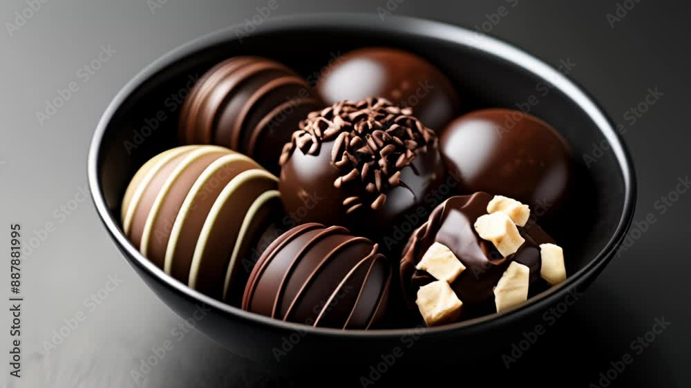 Delicious assortment of chocolate truffles in a bowl Delicious assortment of chocolate truffles in a bowl