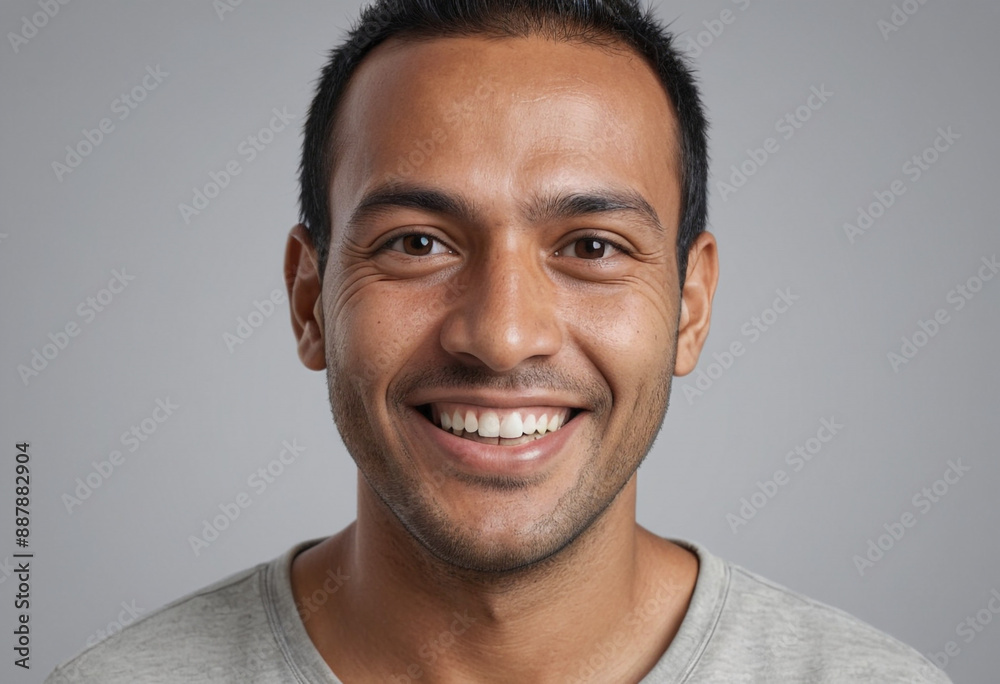 Portrait view of a regular happy smiling Nauru man, ultra realistic, candid, social media, avatar image, plain solid background