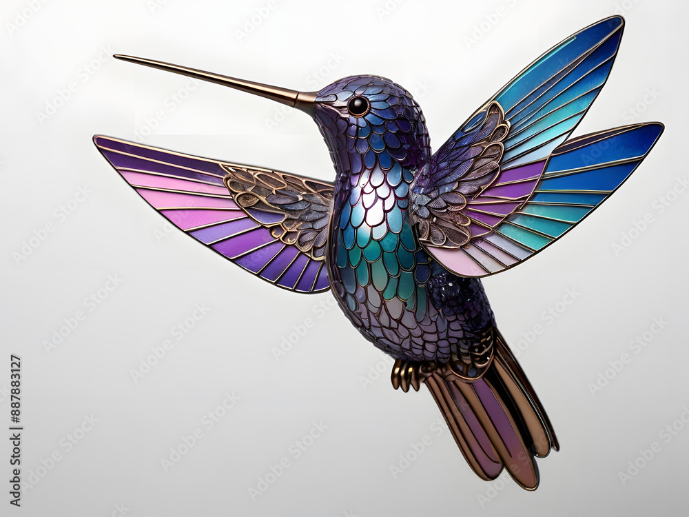 Obraz premium bird of paradise,hummingbird on pink background,hummingbird and flower,hummingbird and flower