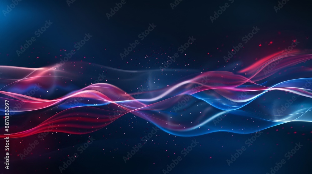 Background with navy to sky blue gradient and swirling red white lines sparkles Background with navy to sky blue gradient and swirling red white lines sparkles