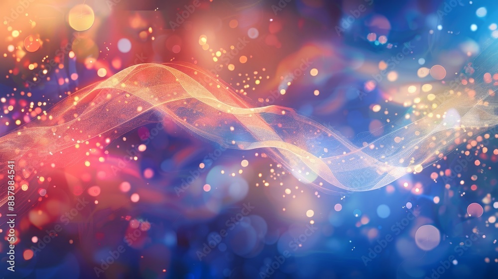 Background with smoky red white blue hues and light sparkles Background with smoky red white blue hues and light sparkles