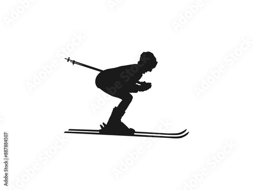 mountain skier silhouettes vector.  Woman doing ice skating, skiing, snowboarding, girl on sledge, Hockey, curling, skier, simple skater. Set of ski silhouettes, isolated on white background.