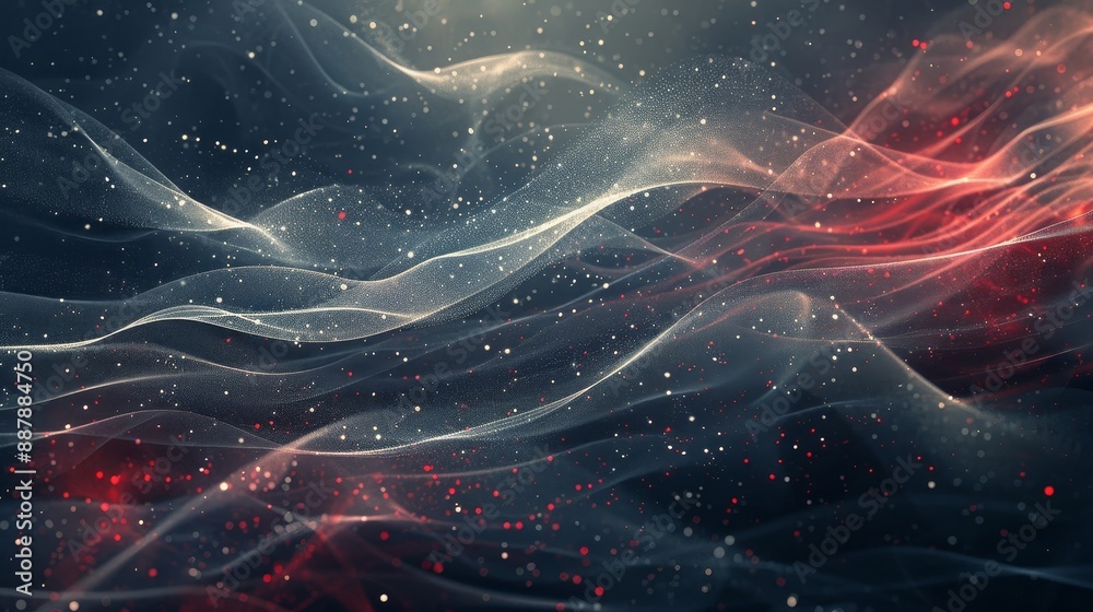 Fototapeta premium Background with navy grey textures red white lines and particles