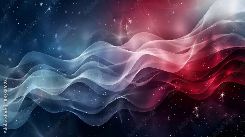 Gradient from dark blue to silver with waves and stars Gradient from dark blue to silver with waves and stars