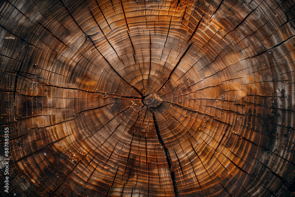 Fototapeta premium Old wooden oak tree cut surface background