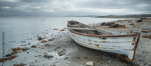 Abandoned small boat on sho...