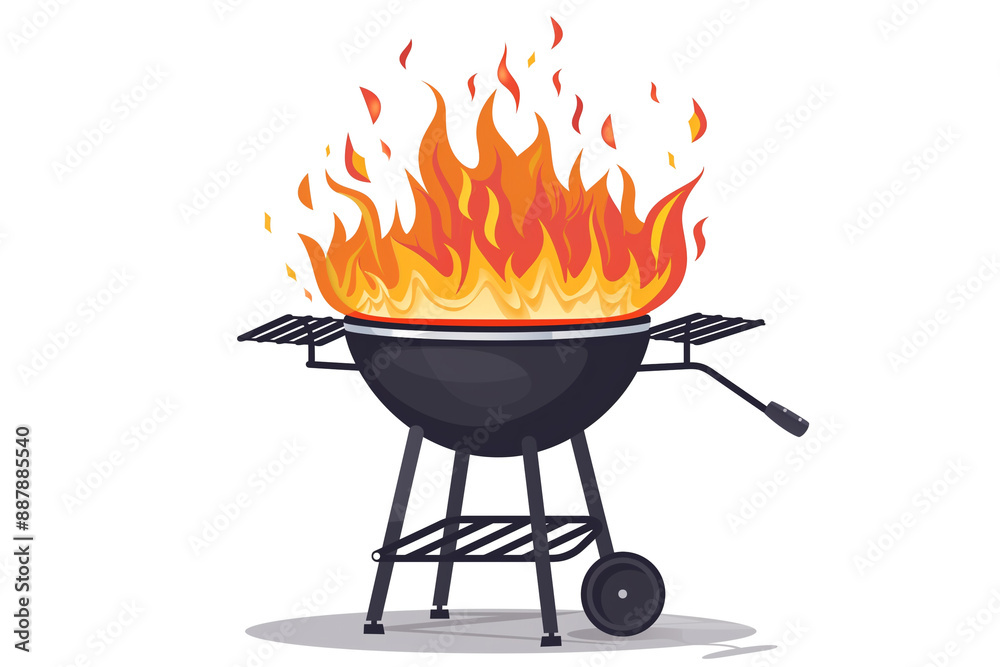 barbecue grills with flames on white background barbecue grills with flames on white background