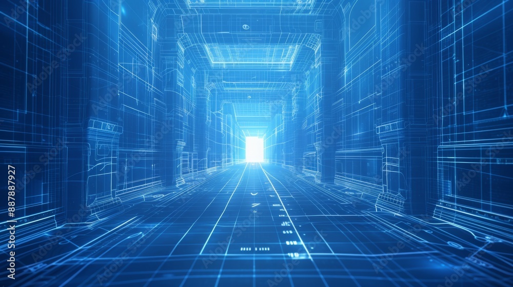 Futuristic Virtual Reality Corridor