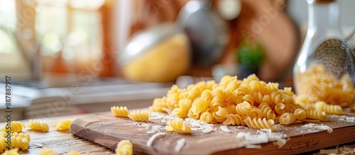 Uncooked macaroni pasta on ...