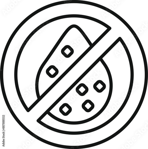Simple black and white icon of a mold stain crossed out with a diagonal line symbolizing the prohibition of fungus and mildew