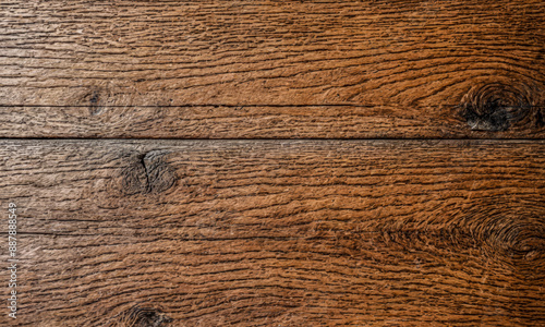 Aged Wooden Texture Closeup, Natural Patterns, Weathered Surface Detail, Rustic Brown Wood Grain Background, Design Elements, High Resolution photo