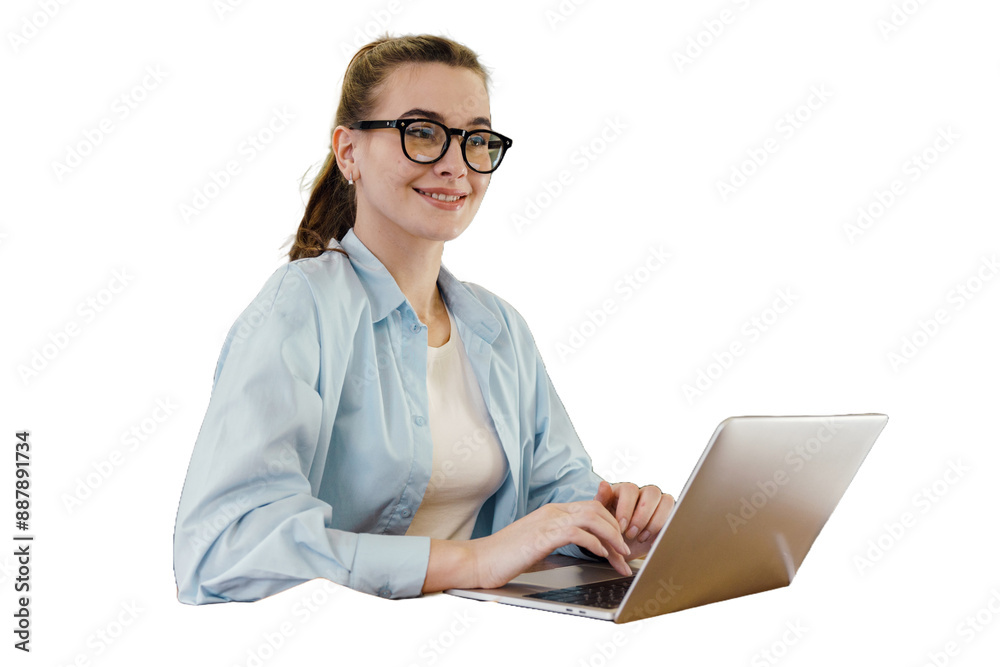 A female secretary using a tablet, such a positive office person. Cut out
A female secretary using a tablet, such a positive office person. Cut out