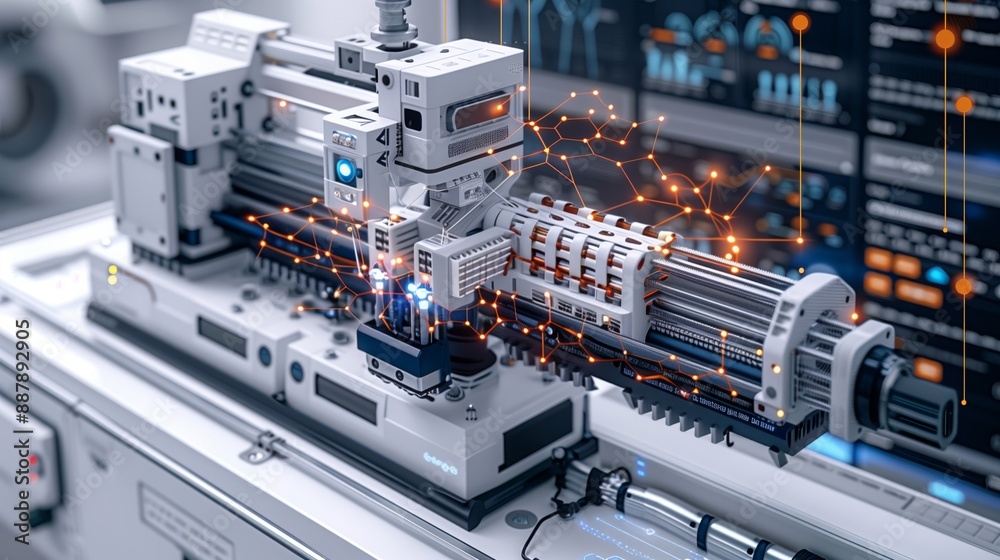 An infographic depicting the process and applications of automated manufacturing. An infographic depicting the process and applications of automated manufacturing.