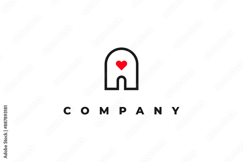 letter a line art and heart logo letter a line art and heart logo