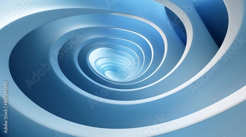 Abstract Blue Spiral Tunnel