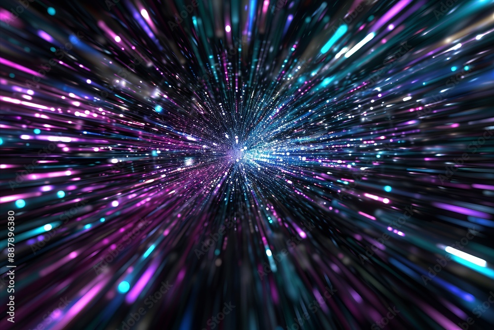 Abstract view of light beams creating a warp speed effect Abstract view of light beams creating a warp speed effect