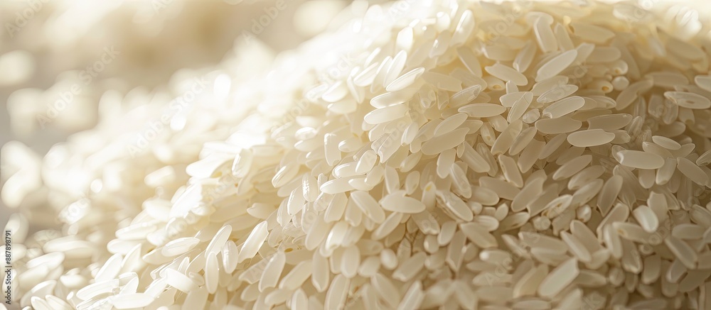 Close up of a mound of organic white long rice creating a natural food background with a detailed texture perfect for copy space image Close up of a mound of organic white long rice creating a natural food background with a detailed texture perfect for copy space image
