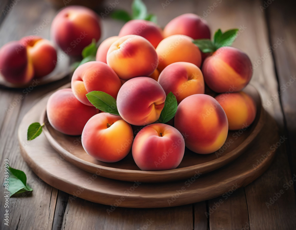 Pretty peaches on a rustic wooden background. Pretty peaches on a rustic wooden background.