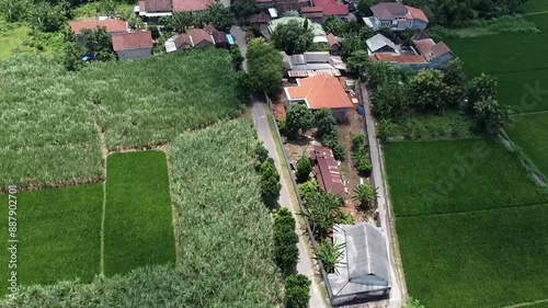 Aerial view of residential neighborhood with greenery - Mojokerto, Indonesia photo