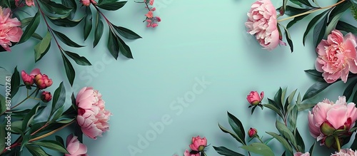 Peony branches on a pastel ...