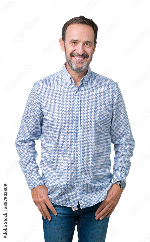 Handsome middle age elegant senior man over isolated background with a happy and cool smile on face. Lucky person. Handsome middle age elegant senior man over isolated background with a happy and cool smile on face. Lucky person.