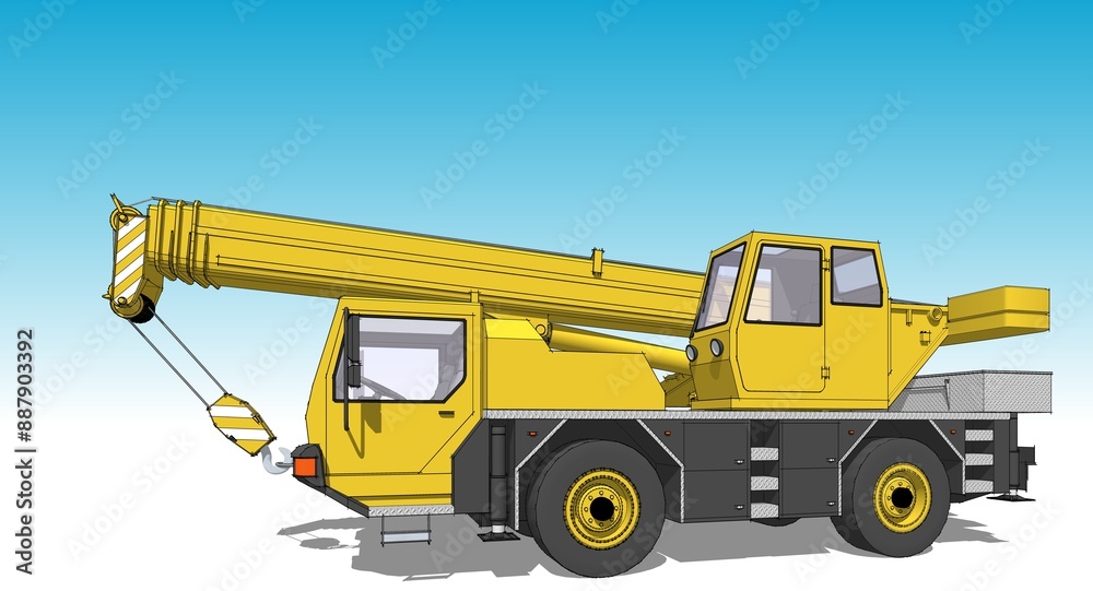 Obraz premium mobile crane machine 3d illustration