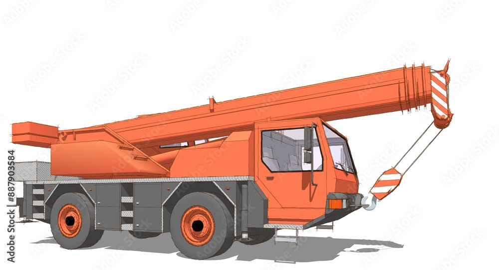 mobile crane machine 3d illustration mobile crane machine 3d illustration