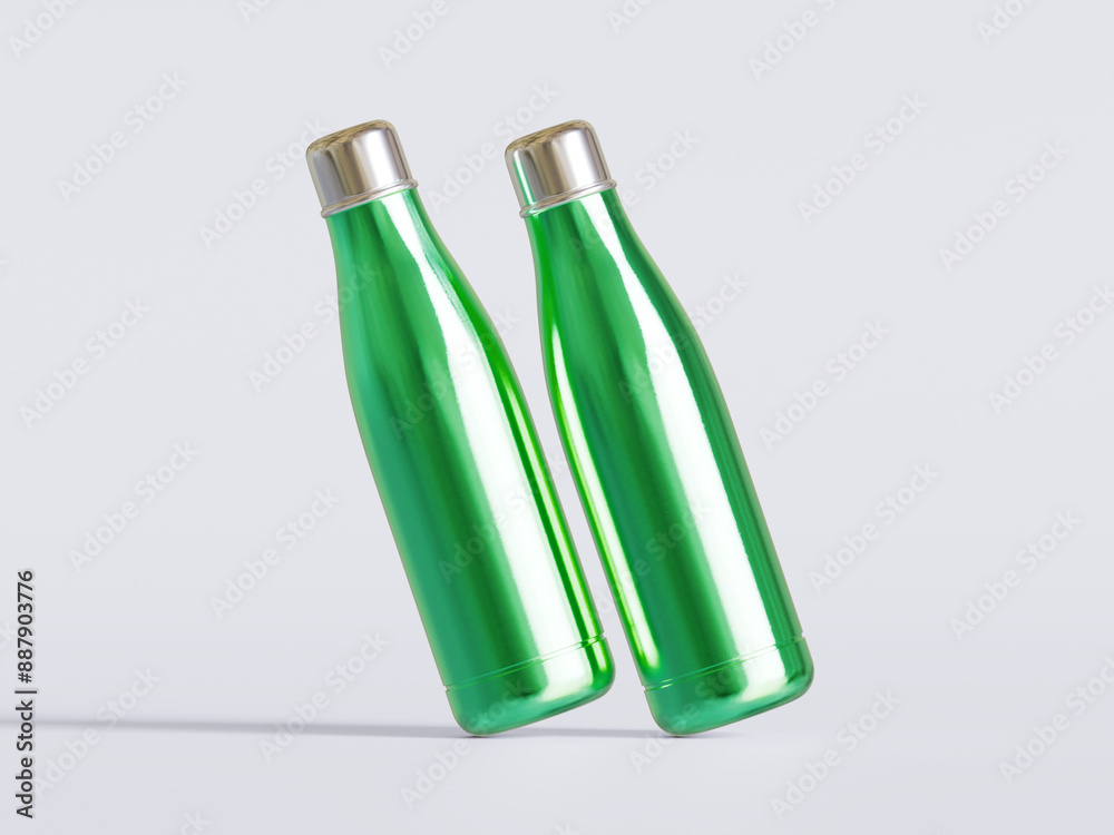 Water bottle color Steel metal thermo flask, 3d render mockup. Reusable stainless steel sport bottle, isolated on gray. Gym or travel water container, closed with cap, portable blank Water bottle color Steel metal thermo flask, 3d render mockup. Reusable stainless steel sport bottle, isolated on gray. Gym or travel water container, closed with cap, portable blank