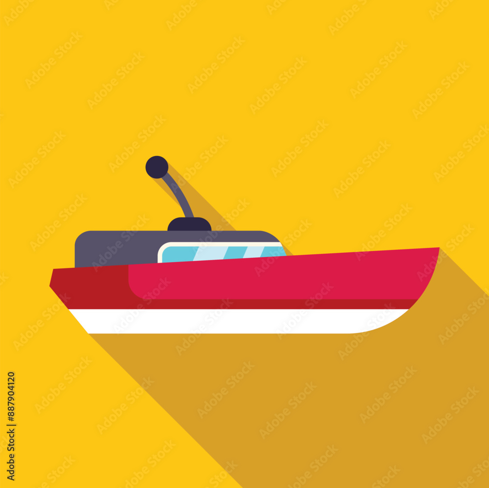 Red and white motor yacht sailing on a yellow background, luxury boat trip, maritime transportation concept Red and white motor yacht sailing on a yellow background, luxury boat trip, maritime transportation concept