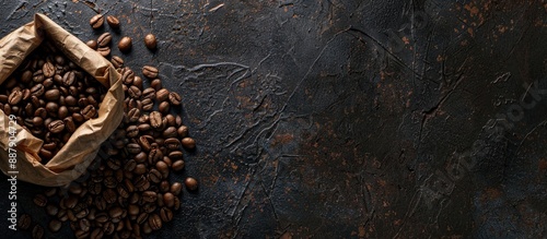 Roasted coffee beans in a b...
