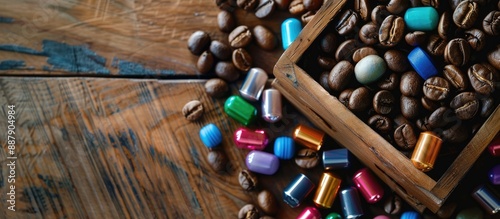 Wooden box holds coffee bea...