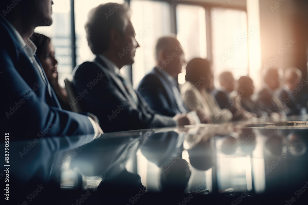 generated illustration of blur images of an office meeting with a working group of business people generated illustration of blur images of an office meeting with a working group of business people