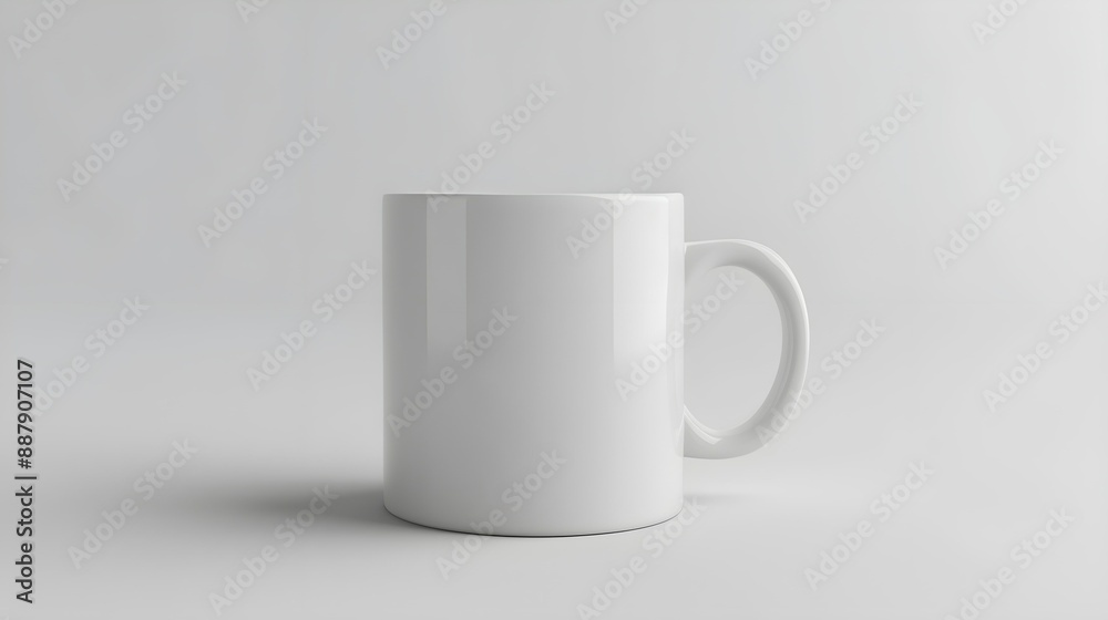 Minimalist White Coffee Mug 3D Rendering on Clean Background Minimalist White Coffee Mug 3D Rendering on Clean Background