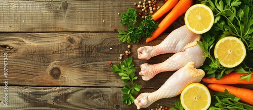 Chicken feet placed on a wo...