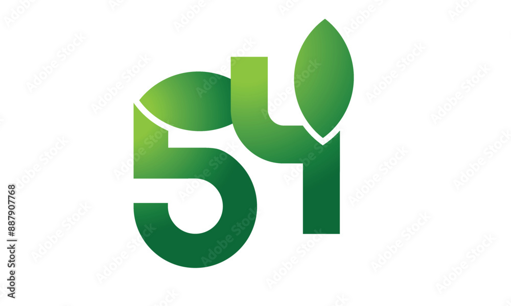 54 Leaf Logo Number Green Simple Nature 54 Leaf Logo Number Green Simple Nature