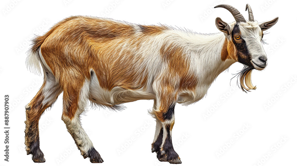 Fototapeta premium a goat full body shot, looking forward, standing still, realistic style, transparent, cut out