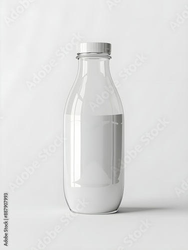 Milk bottle packaging mockup isolated on white background