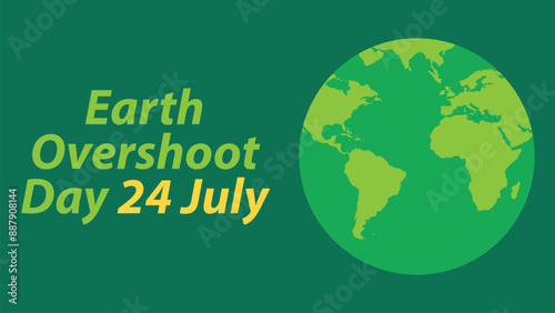 Earth Overshoot Day  vector banner design with geometric shapes and vibrant colors on a horizontal background. Happy Earth Overshoot Day modern minimal poster.