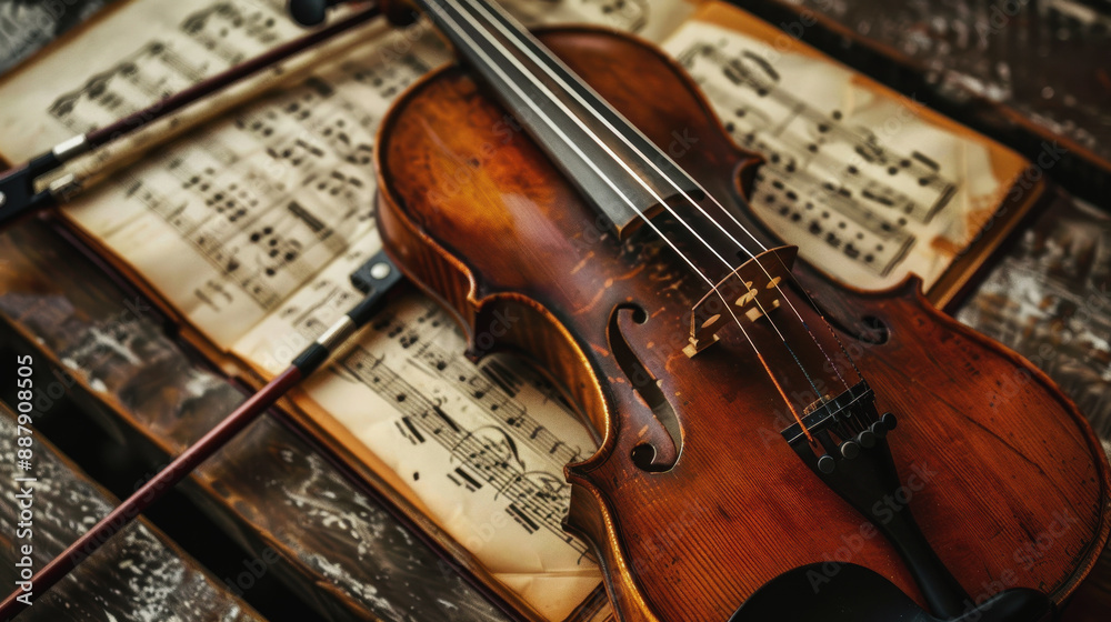 Naklejka premium International Music Day. musical instrument violin