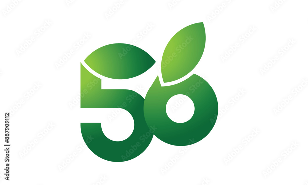 Fototapeta premium 56 Leaf Logo Number Green Simple Nature