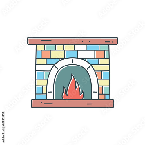 Doodle of a stone fireplace with fire