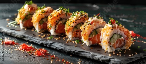 A delicious sushi roll feat...