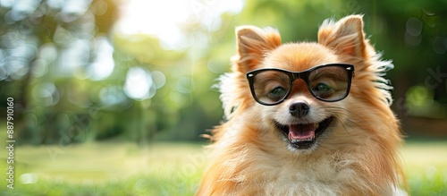 Pomeranian spitz dog wearin...